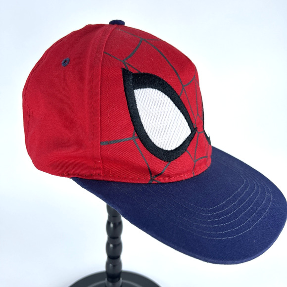 Marvel Spiderman Face Baseball Hat Red/Blue Adjustable Cloth Band Unisex - Picture 4 of 12
